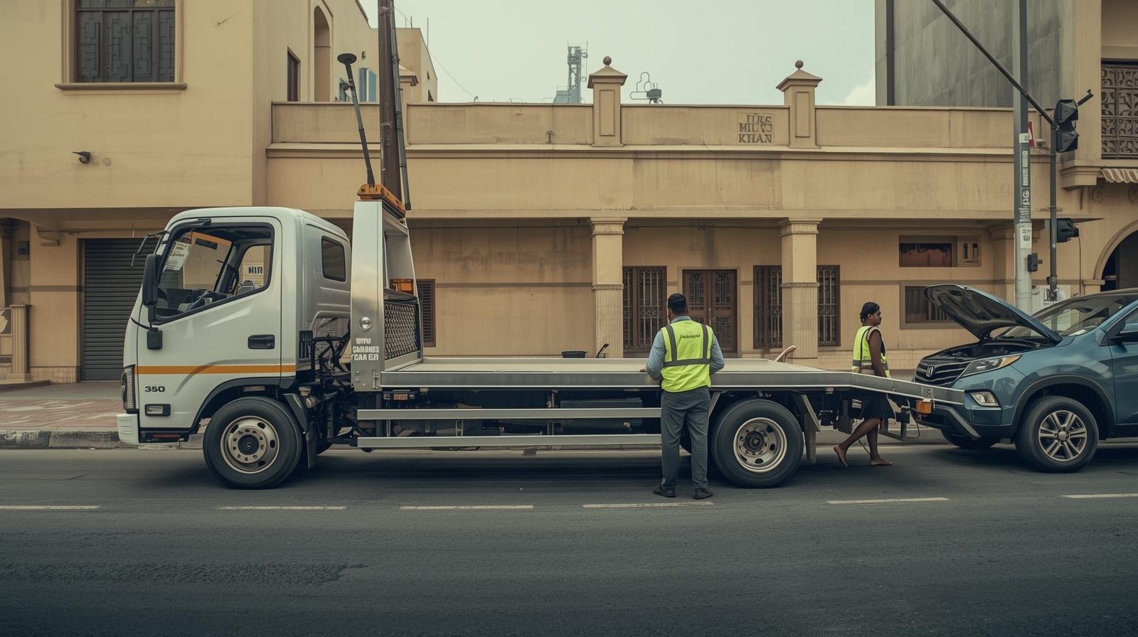 professional towing service team serving Al Khan Sharjah